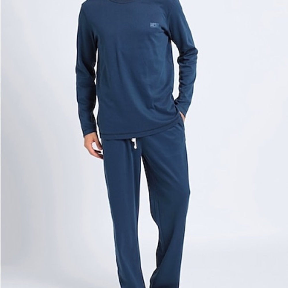 Diesel Men’s L Navy Blue 100% Cotton Pajama Set Lounge Sleepwear NWT